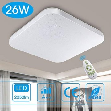 Dimmbar Deckenleuchte LED Badezimmer Küche Schlafzimmer Deckenleuchten Wohnzimmer Korridor Balkon Flur Bad Deckenlampe 3000/4000/6000K Moderne Wasserdichte quadratische Lampe Decke 2050lm 26W LUSUNT - 1