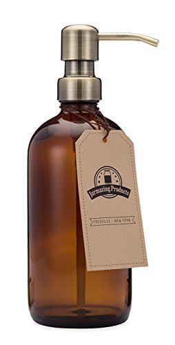 jarmazing products bernsteinfarbene glasflasche seifen und lotionspender mit mes