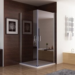 Duschkabine Dusche Duschwand 180° Schwingtür Eckeinstieg NANO Glas 100 x 100 x 195cm - 1